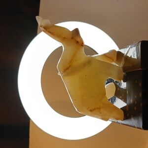 Vintage Hand Carved Onyx Marble Translucent Raised Trunk Elephant Figurine